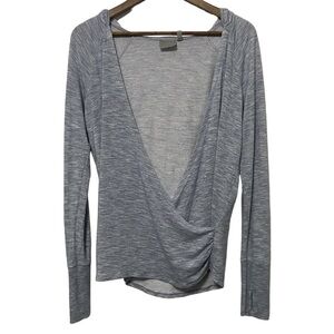 Athleta Front Wrap Hoodie Long Sleeves Women's Size Small Spacedye Blue Gray